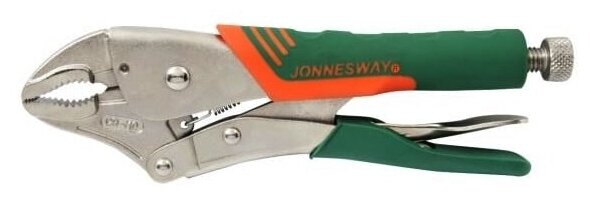Зажим ручной с фиксацией и прорезиненными рукоятками, плоский захват, 250 мм, 0-60 мм (Струбцина) Jonnesway