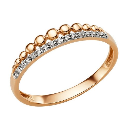 Кольцо DINASTIA, красное золото, 585 проба, родирование, фианит, размер 16 кольцо из золота 585 й пробы вес 1 83г размер 21