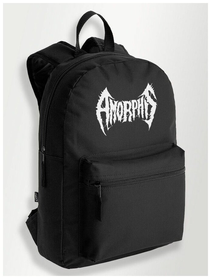 Черный школьный рюкзак с DTF печатью музыка аморфис Amorphis, Дэткор, авангард - 135