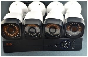 Готовый комплект AHD видеонаблюдения на 4 уличных камеры 2 МП для дома, улицы, наружная видеокамера