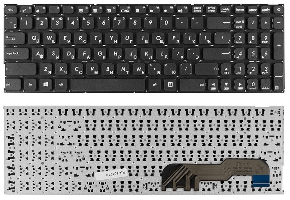 Клавиатура для ноутбука Asus D541N X541 X541U Series Плоский Enter Черная без рамки PN 9ZND00OM00R 838₽