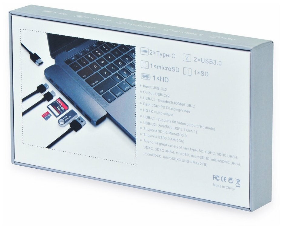 Хаб USB Gurdini HUB Type - C to HDMI/USB/Card reader для APPLE MacBook Graphite 905828