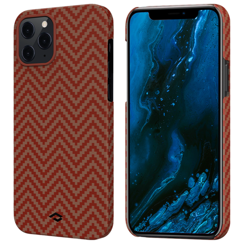 фото Чехол pitaka magez case для iphone 12 pro max красный карбон ёлочка herringbone (kl1207pm)