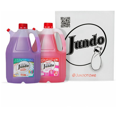 Гель для мытья посуды Jundo Sakura 4л Эко концетрат с гиалуроновой кислотой и Концентрированный гель для стирки Jundo Color с коллагеном 4 л.