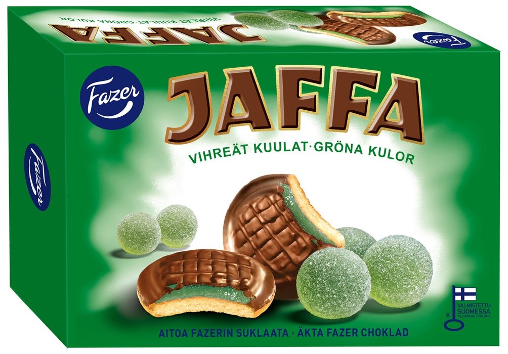 Печенье Fazer Jaffa c грушевым мармеладом в шоколаде 300 г (из Финляндии) - фотография № 1