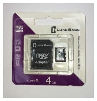 Карта памяти 4Gb micro SDHC, с адаптером Luxe Bass