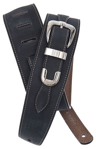 25LBB00 Ремень для гитары, кожаный, черный, декоративная пряжка, Planet Waves