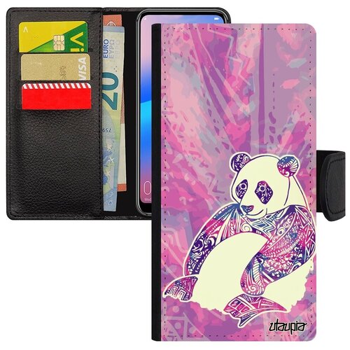 фото Красивый чехол-книжка на телефон // samsung galaxy a50 // "панда" тибет детеныш, utaupia, розовый
