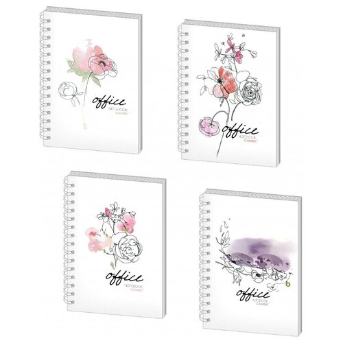 Бизнес-тетрадь 60л,кл,А5,Office Flowers,тв.пер,спир,УФ(СВА5-60OF)