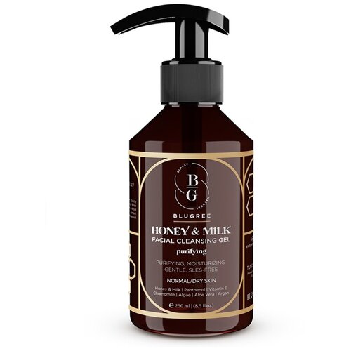 BLUGREE: очищающий гель для лица С мёдом И молоком для нормальной и сухой кожи