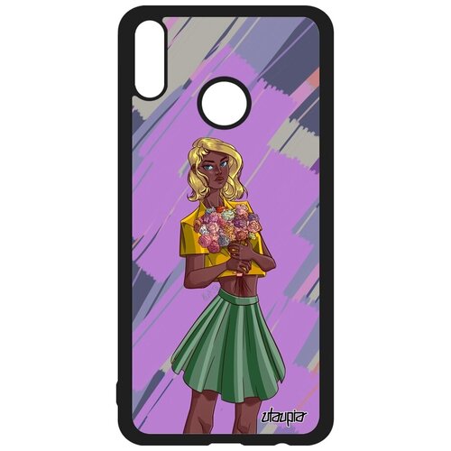 фото Красивый чехол на смартфон // honor 8x // "девушка и цветы" розы модель, utaupia, фиолетовый