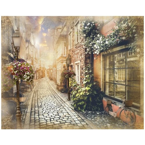 Фотообои флизелиновые 170х130см Серия lane deluxe старая городская улочка Обои для гостинойспальникухнидетской комнаты 2360₽