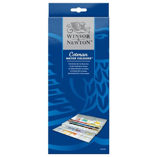 Акварель Winsor&Newton "Cotman", 24 кюветы, пласт коробка