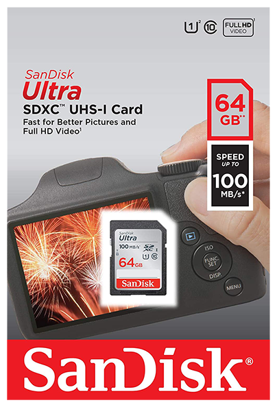 Карта памяти SanDisk Memory Card Ultra SDXC for DSLR, 64 Гб