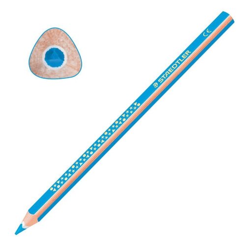 Карандаш цветной утолщенный STAEDTLER Noris club 1 трехгранный грифель 4 мм голубой, 6 шт