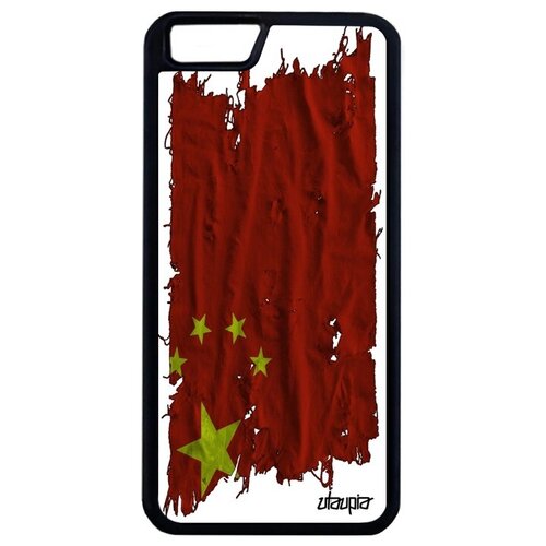 фото Чехол на смартфон // apple iphone 6 plus // "флаг китая на ткани" дизайн стиль, utaupia, белый