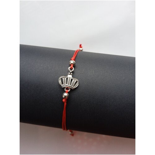 Браслет-нить, металл, размер 10 см, размер one size, диаметр 10 см, красный, серебряный