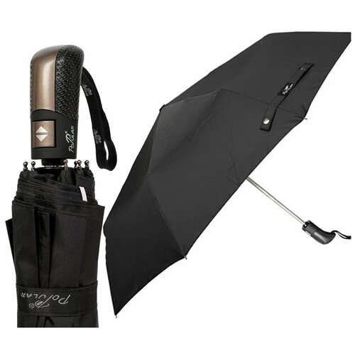 Мужской складной зонт 3 сложения, черный Popular серый/черный  