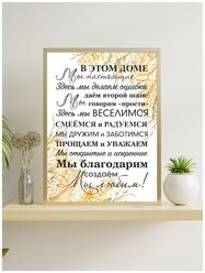 Постер интерьерный /плакат маме, бабушке, подруге Правила семьи, правила дома (без рамки) Lisadecor