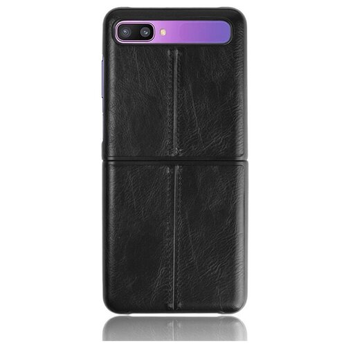 чехол кобура mypads pochette для samsung galaxy z flip sm f700 Чехол-панель-накладка MyPads для Samsung Galaxy Z Flip SM-F700 на пластиковой основе обтянутая импортной эко-кожей черный