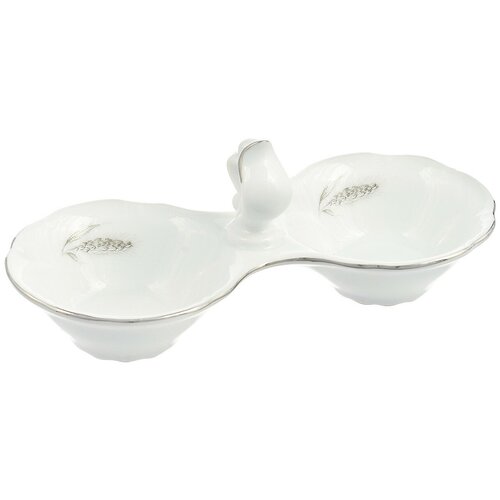 Солонка двойная Constance (декор Серебряные колосья, отводка платина) Thun