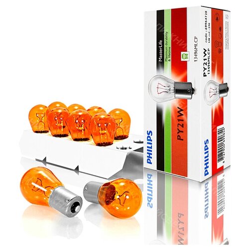 фото Лампа дополнительного освещения philips masterlife py21w 24v 21w bau15s, 10 шт.