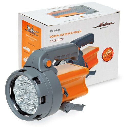 фото Фонарь аккуммуляторный прожектор ledx16 с батареей 4в 2,4ач airline afl16s04