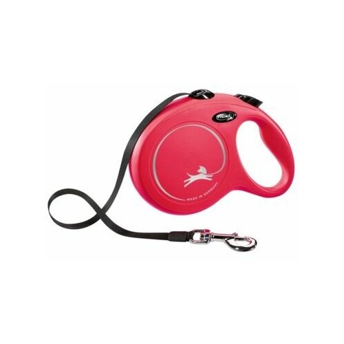 Flexi рулетка-ремень для собак, красная, New Classic tape red, 25 кг, 5 м