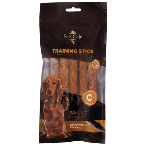 Pets Cafe Хрустящие палочки TRAINING STICK ANTISTRESS с экстрактом пустырника Рыба и индейка д/собак, 60 г