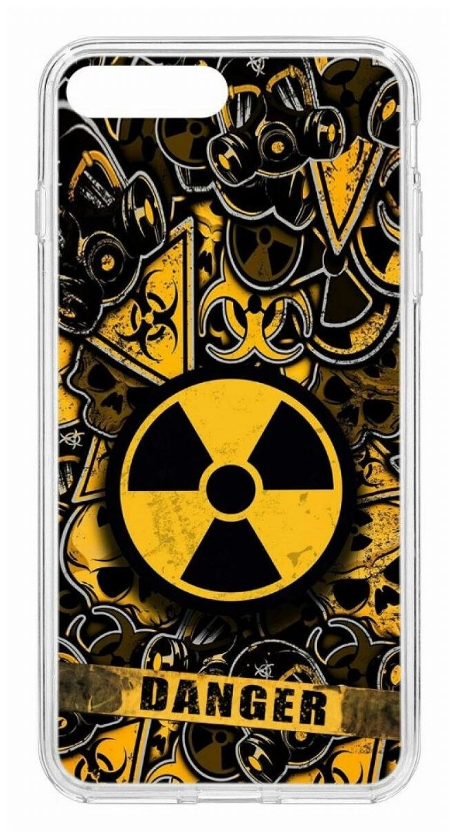 Чехол для iPhone 7 Plus/8 Plus Kruche Print Danger,противоударная пластиковая накладка с рисунком,защитный силиконовый бампер с защитой камеры