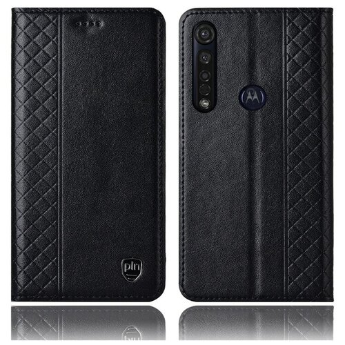 фото Чехол-книжка mypads premium для moto g8 plus из качественной импортной натуральной кожи с элегантной стеганой прошивкой премиум-класса и магнитной крышкой черный