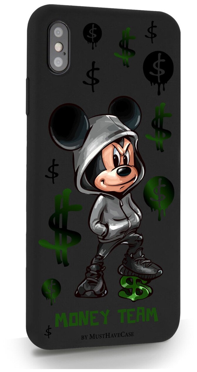 Черный силиконовый чехол MustHaveCase для iPhone XS Max Богатый Мышонок для Айфон 10С Макс Противоударный