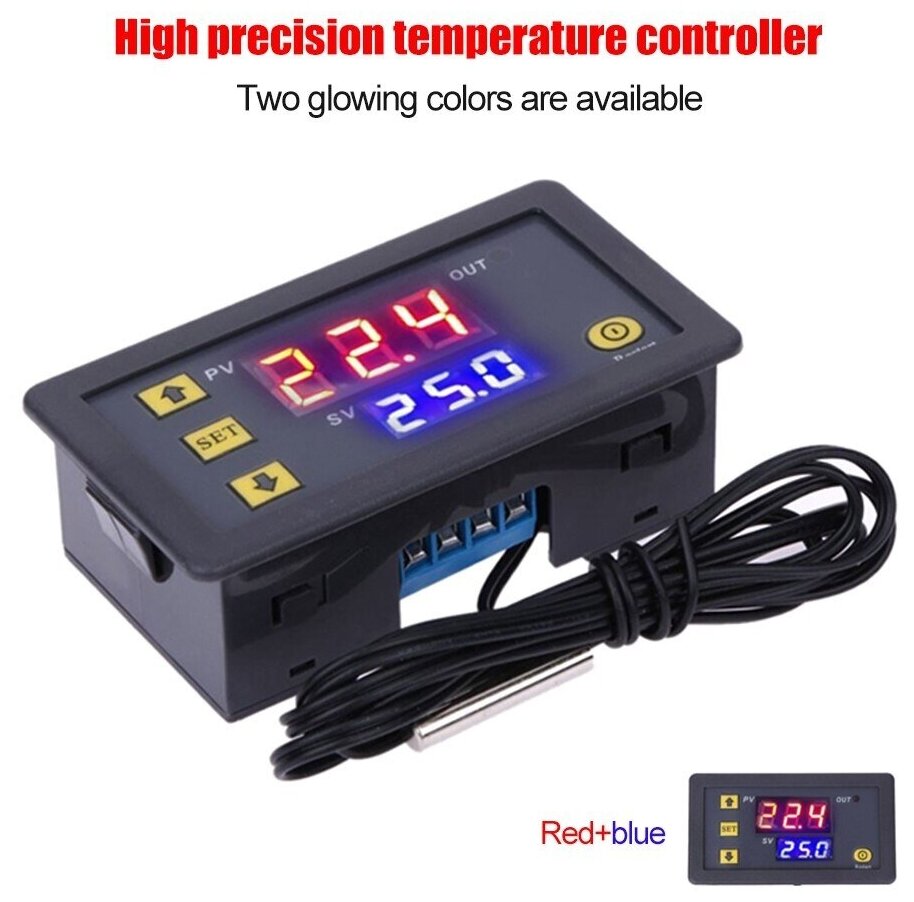 Терморегулятор W3230 220В контроллер температуры с выносным датчиком температуры NTC10К / термореле - фотография № 3