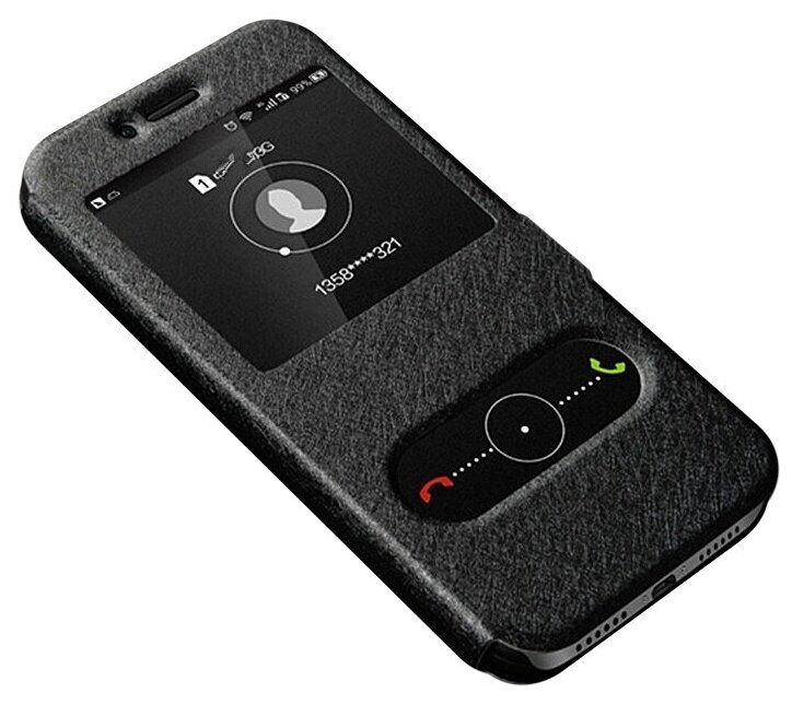 Чехол-книжка MyPads для Huawei Honor 8 с окошком для входящих вызовов и свайпом черный