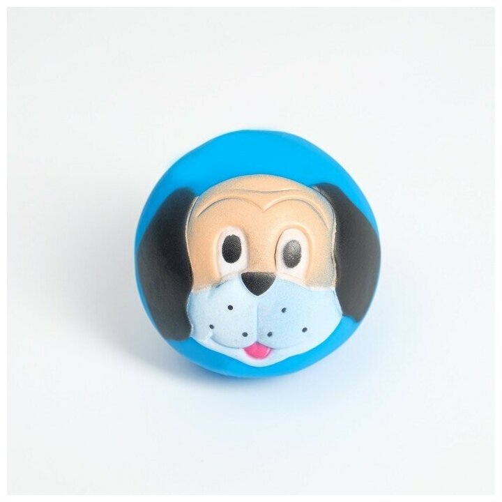 Игрушка пищащая "Песик" для собак, 7 см, синяя - фотография № 1