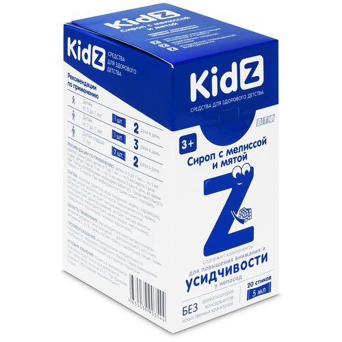 KidZ сироп с мелиссой и мятой стик, 170 г, 20 шт., мятный