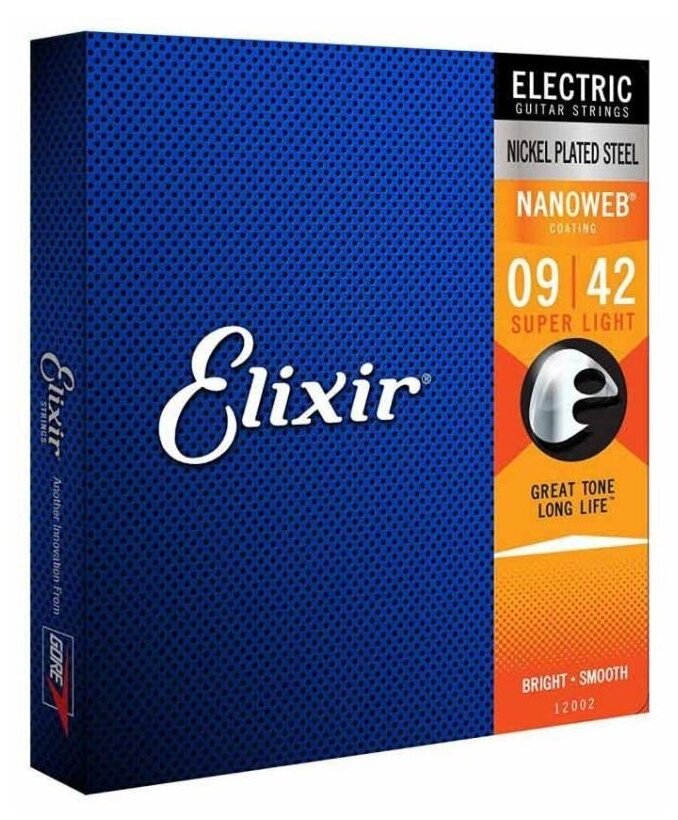 Elixir 12002 NanoWeb струны для электрогитары Super Light 9-42