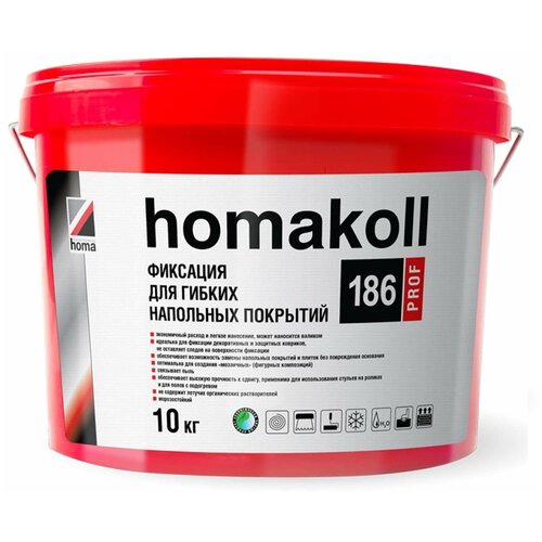 Клей Homakoll фиксация 186 Prof, морозостойкий, 100-150 гр/м2, 10 кг клей-фиксатор, срок хранения 12 мес