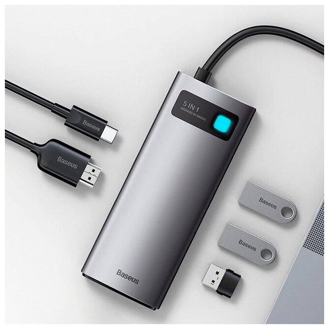 USB-хаб Baseus Metal Gleam Series 5-in-1 Multifunctional Type-C хаб серый серый