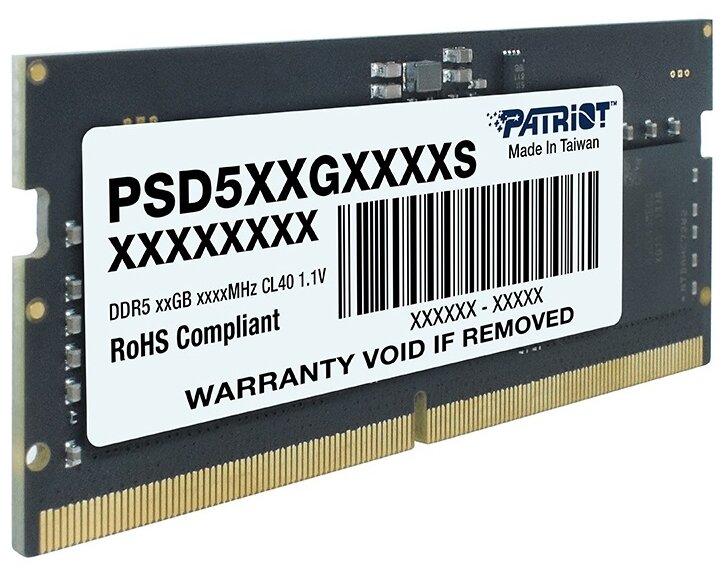 Память DDR5 32Gb 4800MHz Patriot PSD532G48002S RTL PC5-38400 CL40 SO-DIMM 260-pin 11В dual rank