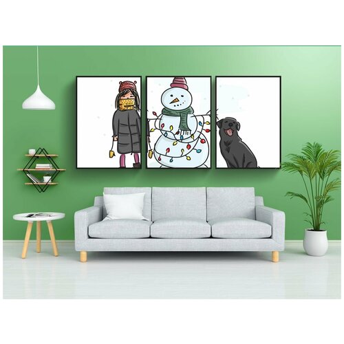 фото Набор модулных постеров для интерьера "канун нового года, рождество, праздничный день" 60x90 см. в тубусе, без рамки lotsprints