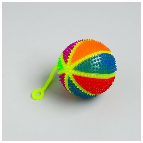 Мяч Радуга , световой, 7,5 см, с пищалкой, на резинке, цвета микс (12 шт)