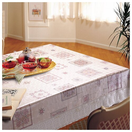 фото Готовая скатерть "meiwa" fplus-296 az wh/red прям. 122х152 см, бел./красн.