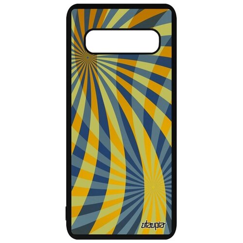 фото Противоударный чехол на смартфон // galaxy s10 // "спирали" геометрия полосы, utaupia, желтый