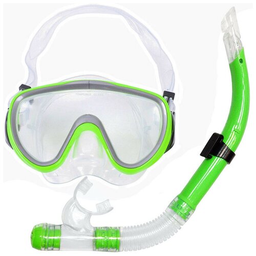 фото E39225 набор для плавания взрослый маска+трубка (пвх) (зеленый)