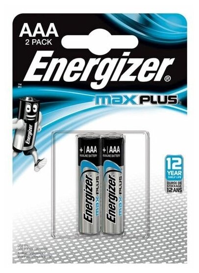 Батарейка Energizer Max Plus E92/AAA (Мизинчиковые), в упаковке: 2 шт.