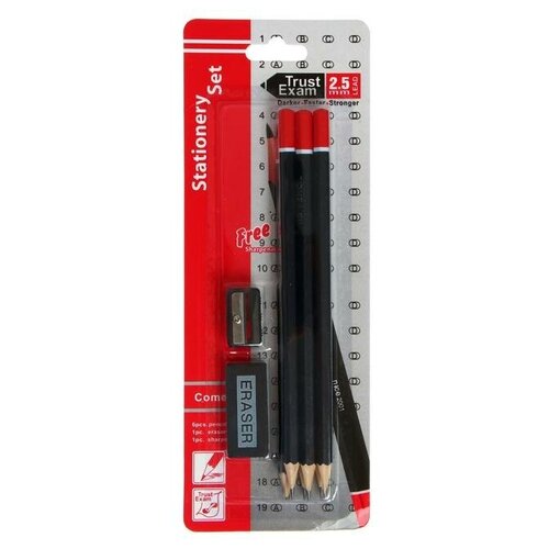 --- Набор карандашей чернографитных 6 штук НВ +ластик+точилка на блистере набор чернографитных карандашей ластик формопласт