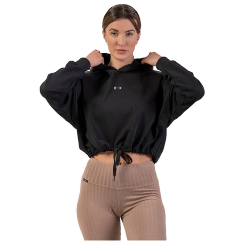 фото Толстовка nebbia loose fit crop iconic black (m/l) nebbia fitness