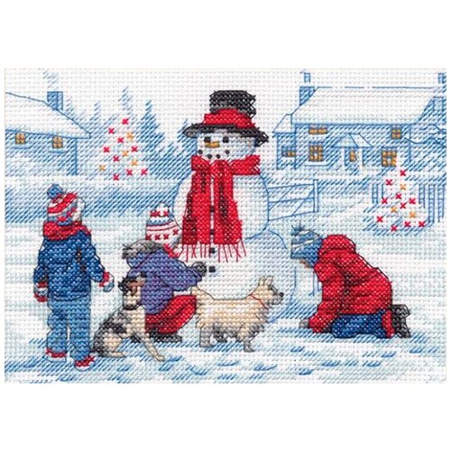 Набор для вышивания DIMENSIONS 70-08993 "Лепим снеговика" 17 х 12 см