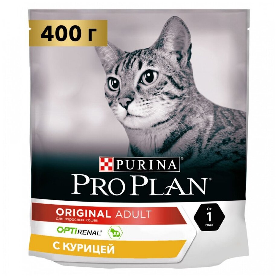 Сухой корм Purina Pro Plan для взрослых кошек от 1 года, с курицей, 400 г